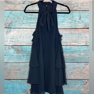 NWT Keepsake Mini Dress S Cold Shoulder Twilight Dreams Blue Boho Tiered Sheer